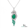 4.50 carat Green Pear Emerald Parrot Pendant Dazzling Gold Pendant for Elegant Style