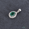 9.30 carat Vintage Inspired Pear Cut Natural Emerald Pendant Gold Diamond Accent Design
