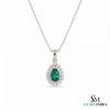 9.30 carat Vintage Inspired Pear Cut Natural Emerald Pendant Gold Diamond Accent Design