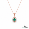 9.30 carat Vintage Inspired Pear Cut Natural Emerald Pendant Gold Diamond Accent Design