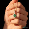Natural Emerald Halo Pendant Oval Green Gemstone with Diamonds