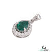 9.30 carat Vintage Inspired Pear Cut Natural Emerald Pendant Gold Diamond Accent Design