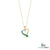 14K Gold Heart Pendant with Round Natural Emerald and Diamond Stones Luxury Gift for Woman
