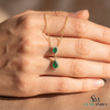 4 carat Double Pear Emerald and Diamond Halo Pendant in 14K Gold Gift for her