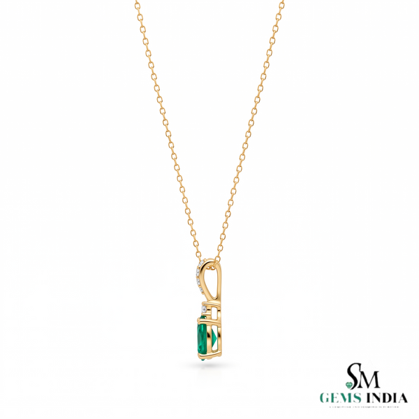 2.80 carat Elegant Oval Emerald and Diamond Pendant may Birthstone Necklace