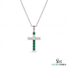 Elegant Natural Emerald Cross Pendant Necklace in 14K Gold Unique Pendant for her