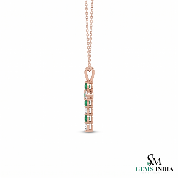 Elegant Emerald and Diamond Faith Cross Pendant for Women Symbolic Fine Jewelry Gift