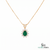 Teardrop Natural Emerald and Diamond Halo Necklace May Birthstone Jewelry Gift