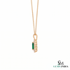 Teardrop Natural Emerald and Diamond Halo Necklace May Birthstone Jewelry Gift