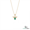 Oval Natural Emerald Angel Pendant in 14K Gold Green Gemstone Fairy Wing May Birthstone Gift for Her