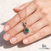 3.13 carat Genuine Emerald And Diamond Pendant for Woman's 14k Gold