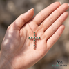 2.80 carat 14k Solid Gold Cross Pendant Round Natural Emerald Faith Jewelry Gift