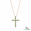 2.80 carat 14k Solid Gold Cross Pendant Round Natural Emerald Faith Jewelry Gift