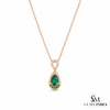 3.13 carat Genuine Emerald And Diamond Pendant for Woman's 14k Gold