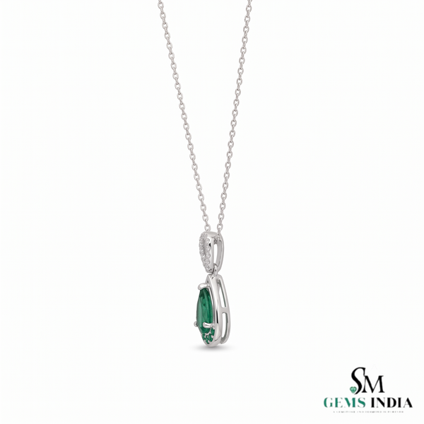 3.13 carat Genuine Emerald And Diamond Pendant for Woman's 14k Gold
