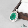 Cushion Cut Natural Emerald and Diamond Halo Pendant in 14K Gold Elegant Birthstone Jewelry