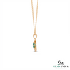 Crescent Moon Round Natural Emerald Pendant in 18k Gold Minimalist Birthstone Jewelry