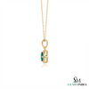 Round Emerald and Diamond Halo Pendant in 18K Gold May Birthstone Jewelry