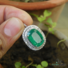 Cushion Cut Natural Emerald and Diamond Halo Pendant in 14K Gold Elegant Birthstone Jewelry
