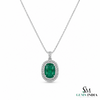 Cushion Cut Natural Emerald and Diamond Halo Pendant in 14K Gold Elegant Birthstone Jewelry