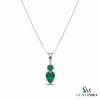 Two-Stone Natural Emerald Drop Pendant Round Pear Cut Design