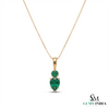 Two-Stone Natural Emerald Drop Pendant Round Pear Cut Design