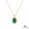 Cushion Cut Natural Emerald and Diamond Halo Pendant in 14K Gold Elegant Birthstone Jewelry