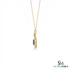 Vintage Style Emerald-Cut Emerald Bow Pendant Luxury Bow Diamond Pendant