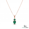 Two-Stone Natural Emerald Drop Pendant Round Pear Cut Design