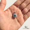 1 carat Vintage Style Oval Emerald Pendant with Diamond Halo in 14K Gold