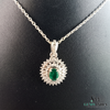 1 carat Vintage Style Oval Emerald Pendant with Diamond Halo in 14K Gold