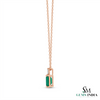 Elegant 1.03 carat Emerald cut Natural Emerald and Baguette Diamond Drop Pendant