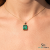 4.10 carat 14K Gold Emerald cut Natural Pendant Necklace Timeless Emerald Jewelry