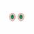 Oval Natural Emerald Stud Earrings 14k Gold Diamond Halo Earrings