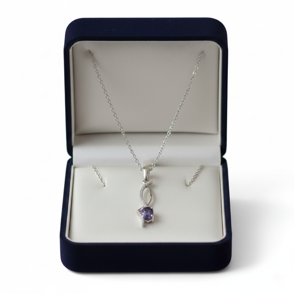 Natural Oval Tanzanite Twisted Diamond Pendant
