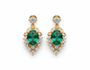 Oval shape Vintage style Natural Emerald & Diamond Drop Earrings in 14K Gold – Luxury Fine Jewelry