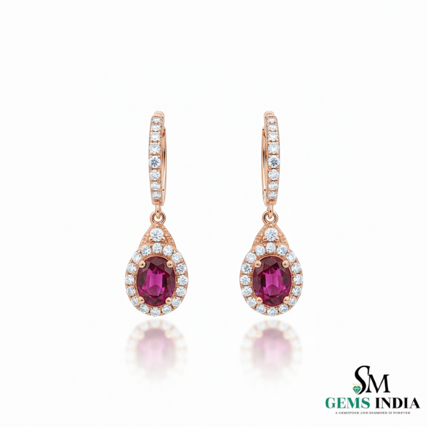Elegant Oval Ruby Dangle Earrings in 14k and 18k gold Timeless Jewelry for her