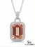 Emerald Cut Morganite Halo Pendant with Diamond Bail – Elegant Bridal Necklace