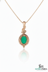 Elegant Oval Emerald and Diamond Pendant - Fine Jewelry For Women