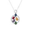 Multi Sapphires Rainbow Gemstone Pendant Pear Cut Multicolor Circle Pendant