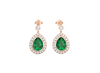 Vintage-Style Natural Emerald Halo Drop Earrings Elegant Pear Shape Green Gemstone Jewelry