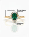 1.10 carat Pear Shape Natural Emerald And Diamond Engagement Ring in 14k Solid Gold Minimalist Fine Jewelry