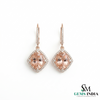 Oval Cut Morganite Halo Earrings with Diamond Accents – Elegant Bridal Dangle Jewelry