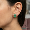 Luxury Pear Cut Emerald Floral Earrings in 14K Gold – Gift for Her