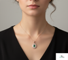 1 carat Vintage Style Oval Emerald Pendant with Diamond Halo in 14K Gold