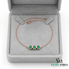 Fine Emerald Three Stone Bracelet – 14K Gold Bezel Set Trio Minimal Everyday Jewelry