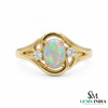 Oval Opal Ring with Diamond Accents – Vintage Opal Engagement Ring