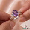 Oval Amethyst Criss Cross Ring in Gold with Diamond Accents