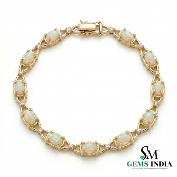 Luxury Opal and Diamond Bracelet for Women - Elegant Fine Jewelry Gift