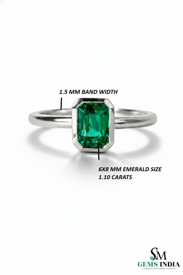 Minimalist Emerald Cut Emerald Gold Ring – Modern Bezel Setting